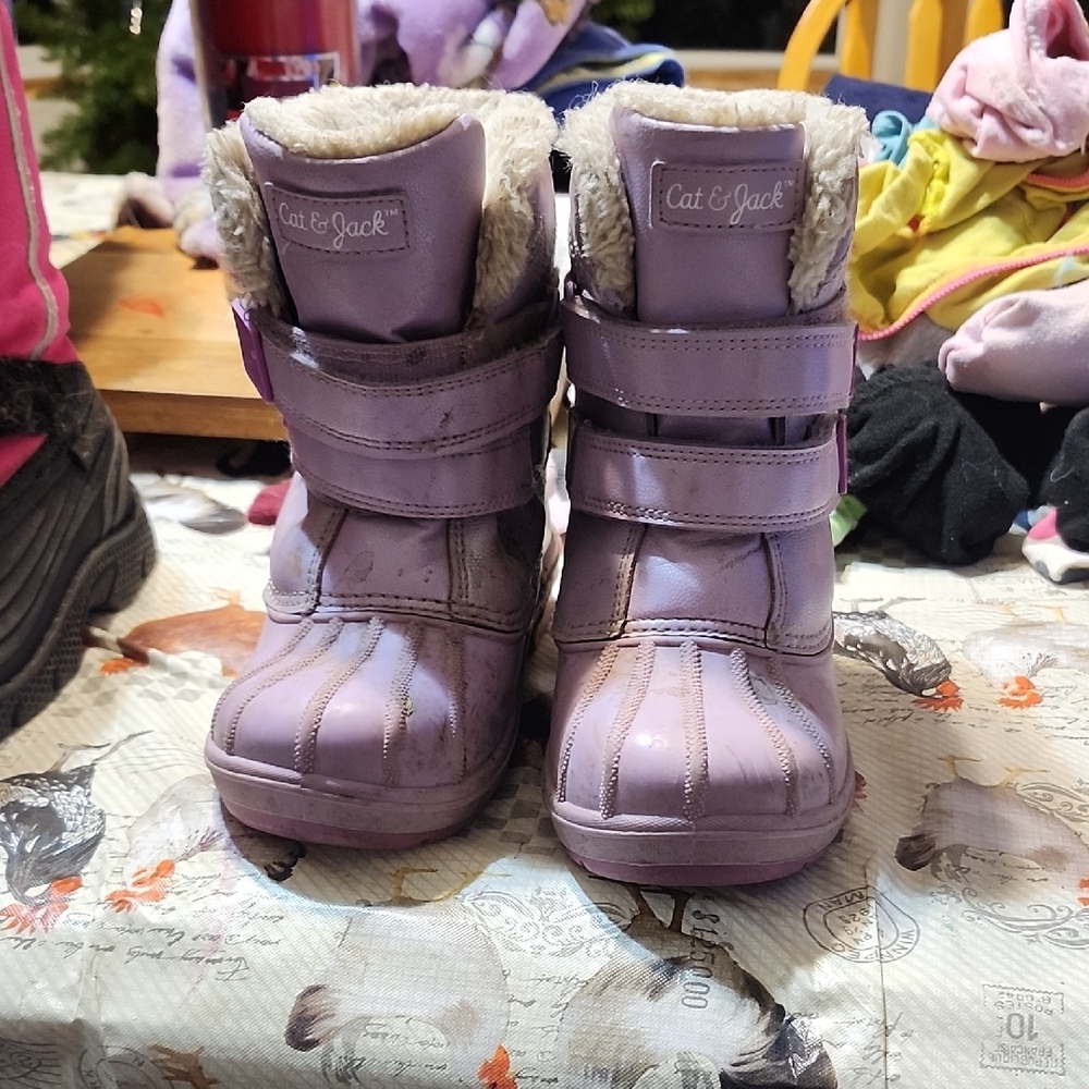 Cat & Jack Lavender Snow Boots with Faux Fur